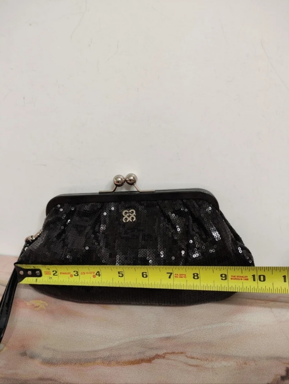 Coach 44475 Julia Limited Edition Black Sequin Kisslock Clutch Black READ - Picture 5 of 9